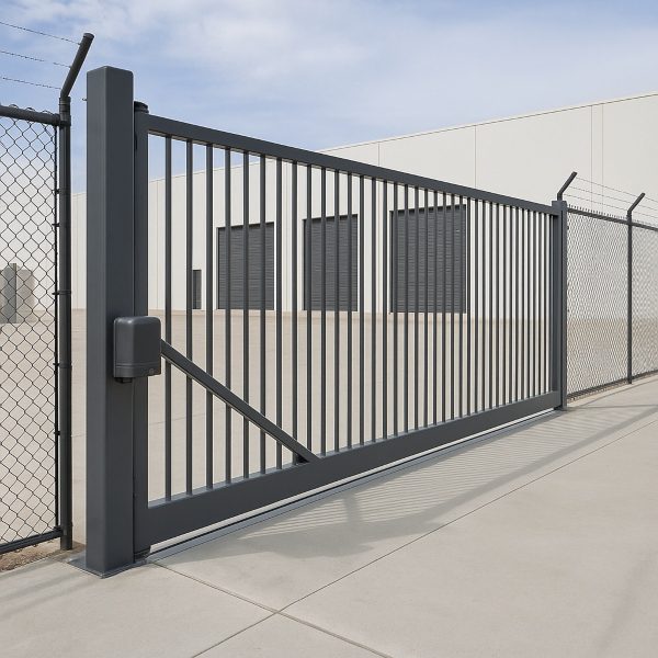 Commercial electric gate in Central Coast by Auto Gate Guys, installed at a secure industrial facility.