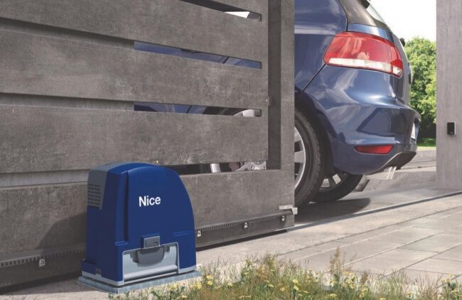 Residential driveway with NICE sliding gate motor install Central Coast NSW